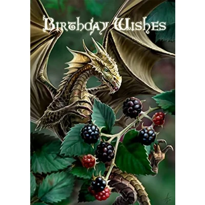 Image of blackberry dragon birthday card anne stokes