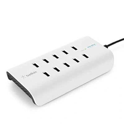 Image of Belkin B2B139vf Rockstar 10 Port USB A Charger (10 x 2.4 Fast Charging, Built In Surge Protection) White