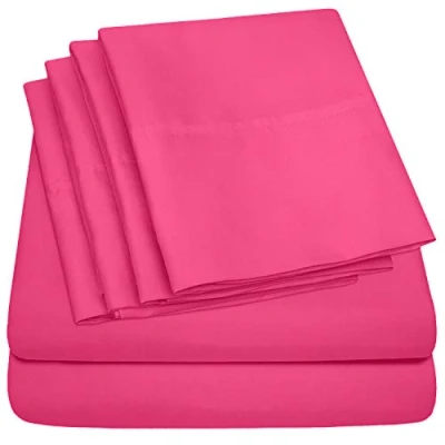 Image of King Size Bed Sheets 6 Piece 1500 Supreme Collection Fine Brushed Microfiber Deep Pocket Sheet Set Bedding 2 Extra Pillow Cases, Great Value, King, Fuschia