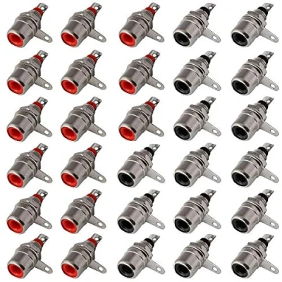 Image of Aiqeer 30 Pcs RCA Female Jack Connectors, Audio/Video Connector, Socket Panel Mount Terminal, Audio Terminal Connector