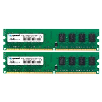Image of ROYEMAI PC2 6400 DDR2 800 4GB (2x2GB) 2RX8 240 Pin 1.8V CL6 Udimm Ram Desktop Memory Module for Intel AMD