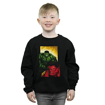Image of Marvel Boys Red Hulk Vs Green Sweatshirt Black 5 6 Years