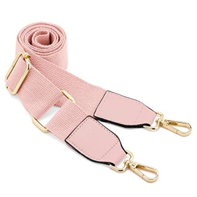 Image of DEVPSISR Wide Shoulder Purse Strap Replacement Adjustable Belt Canvas Bag Crossbody Handbag, Leather Buckle pink, 51inch