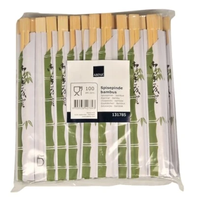 Image of Abena Gastro Wooden Chopsticks Pack of 100 Pairs 21cm Sustainable Bamboo Disposable Suitable for Sushi or Chinese Cuisine Style Food Bulk