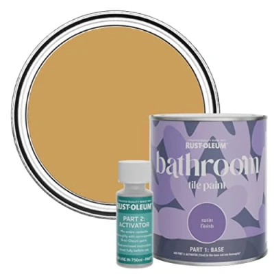 Image of Rust Oleum Yellow Water Resistant Bathroom Tile Paint in Satin Finish Dijon 750ml