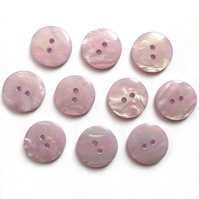 Image of Mother of Pearl Effect Colour Buttons Round 2 Hole Pack 10 (Lilac, 13mm)