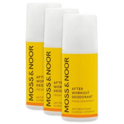 Image of Moss &amp; Noor After Workout Deodorant (Fresh Grapefruit, Pack of 3 (3 x 60 ml))