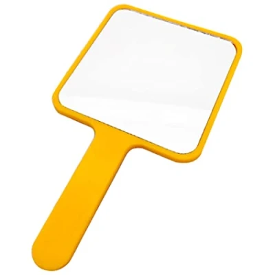 Image of Hand Held mirror Square Large Makeup Salon Barbers Hairdressers Tool Orange, shaving
