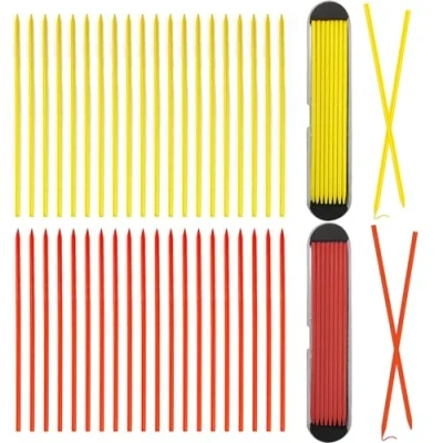 Image of 40pcs Pencil Refills, 2.8mm Refill For Tracer, Solid Carpenters Refills Replacement, Deep Hole Marker, Waterproof Lead Woodwork Construction(Red,Yellow)