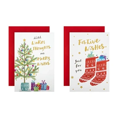Image of Christmas Colours Boxed Charity Cards from Hallmark 12 in 2 Contemporary Illustrated Designs