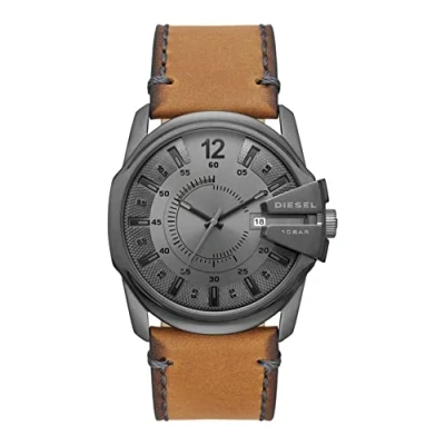 Image of Diesel Watch for Men Master Chief, Three Hand Movement, 43 mm Gunmetal Stainless Steel Case with a Leather Strap, DZ1964