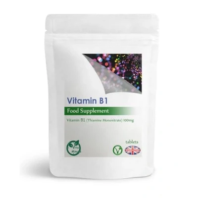 Image of Vitamin B1 Thiamine 100mg Tablets Heart, Immune and Psychological Function &amp; Energy Release (Pack of 30)