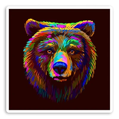 Image of 2 x 10cm Bear Face Vinyl Stickers Wild Tribal Laptop Sticker #30667 (10cm Wide)