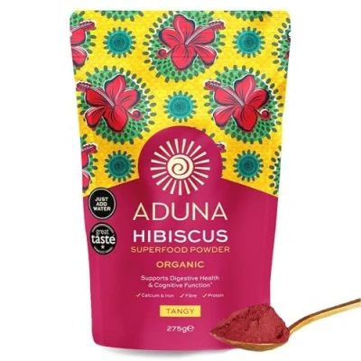 Image of Aduna Hibiscus Powder Certified Organic 100% Natural Flower for Hair, Skin &amp; Gut Health 275g Resealable and Recyclable Pouch