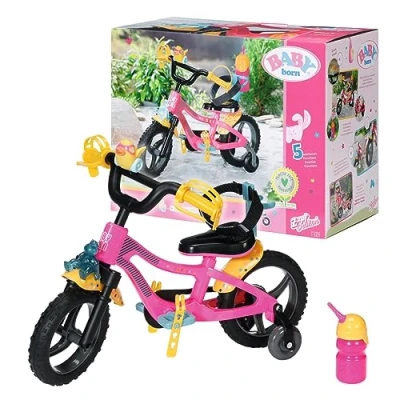 Image of BABY born 830024 Bike For 43 cm Doll With Horn, Light &amp; Mudguards Easy Small Hands, Creative Play Promotes Empathy Social Skills, Toddlers 3 Years Up Includes Water Bottle
