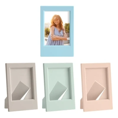 Image of kwmobile Mini Picture Frame Set in Light Grey/Light Blue/Light Green/Light Pink 4x Photo Frames for Instant Camera Photos Plastic Standing
