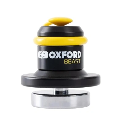 Image of Oxford Beast Lock LK121 High Security Motorcycle Front Disc Brake Immobiliser, Black/Yellow, One Size