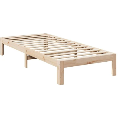 Image of vidaXL family bed frame solid pine wood no box spring 240x200 cm bedroom furniture in brown