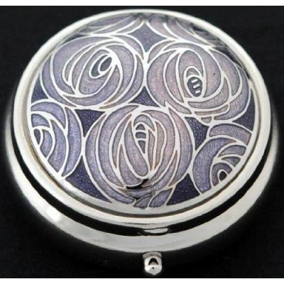Image of Sea Gems presented by Celtic Glass Designs Pill Box in Mackintosh Rose Design. (Lavender)