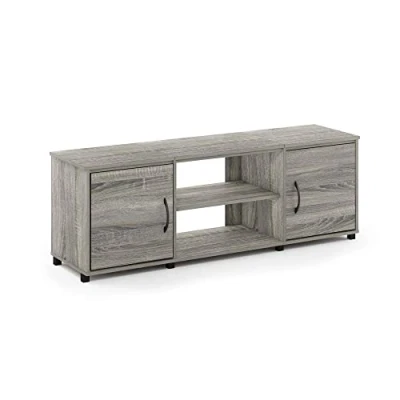 Image of Furinno Tale TV Stand, Unit with Doors for up to 65 Inch, French Oak
