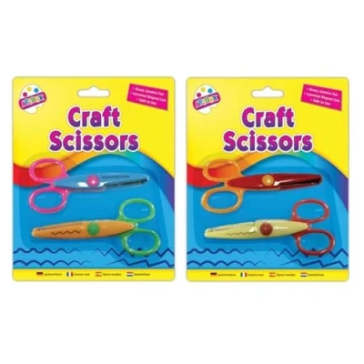 Image of Children&#039;s Arts And Crafts 2 Pack Of Patterned Wavy Zigzag Scissors
