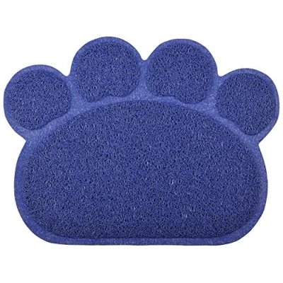 Image of DM Paw Shaped Cat Litter Tray Mat, 40x30 cm (Navy)