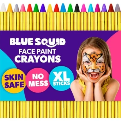 Image of Blue Squid Face Paint Crayons for Kids 18pcs XL Non Toxic, Washable Body Our Painting Kit Makeup Sticks are Easy to Use, Safe Sensitive Skin and Perfect a Party