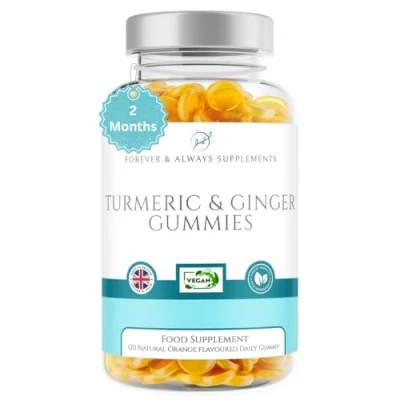 Image of Turmeric Gummies &amp; Ginger 120 x Orange Flavoured High Strength 13500mg of Curcumin Per Serving, 2 Months Supply Daily Vitamin for Adults, Joint Supplement