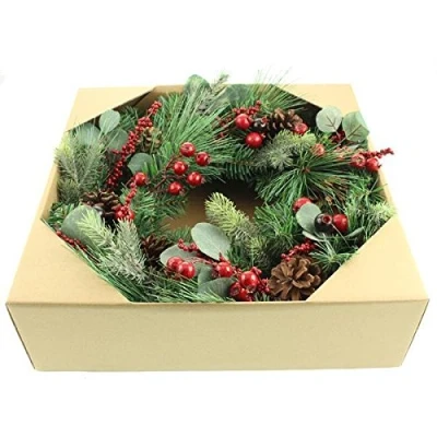 Image of 60cm Large Fragranced Christmas Pine Wreath With Cones &amp; Berries Boxed
