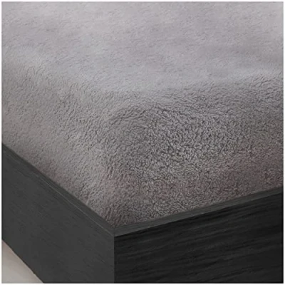 Image of GC GAVENO CAVAILIA Teddy Bear Fleece Single Fitted Sheet Bed Sheets Plain Thermal Warm Soft Cuddly Fluffy Bedding Silver