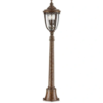 Image of English Bridle 3 Light Medium Outdoor Bollard British Bronze IP44, E14