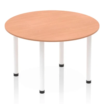 Image of Impulse 1200mm Round Table Beech Top White Post Leg