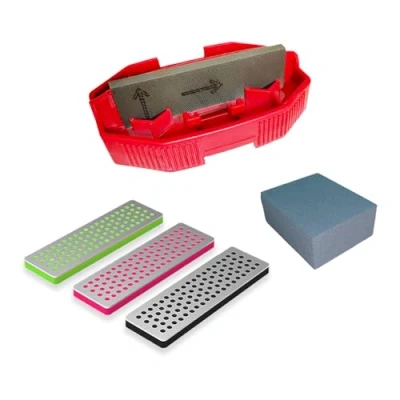 Image of IGOSKI Snowboard Ski Edge Bevel Tuning Wax kit，Snowboard Tool，ski Sharpener Tuner Side Angle Tool &amp; Diamonds Gummi Stone (Tool+Diamonds + Stone) (Red)