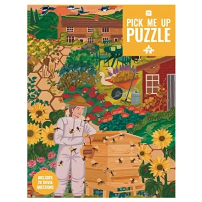 Image of Talking Tables 1000 Piece Bee Puzzle for Adults with Matching Poster &amp; Trivia Sheet Beehive Garden Animal Jigsaw Gifts Her, Him, PUZZLEBEE