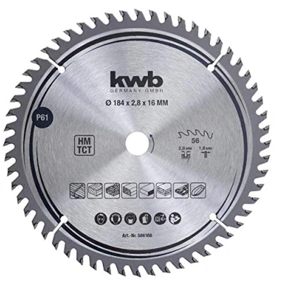 Image of kwb 586168 Joiner&#039;s circular saw blade, wood/hardwood, 184 x 16 mm cuts, high number, 56 teeth Z 56, precision blade fine,