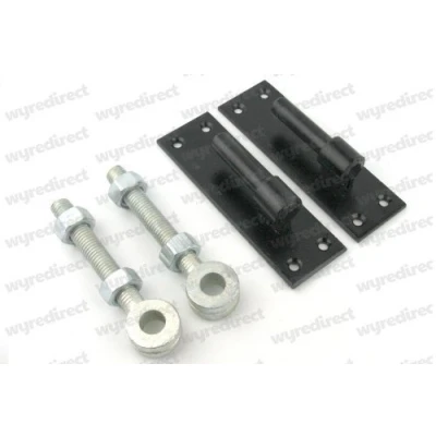Image of Wyre Direct Garden Shed Hinge and Bracket Set Heavy Duty Wrought Iron Gate Brackets, Door Hinges Brackets Suitable for Wood 2 Black 16mm Pin, X 100mm Eye Bolts