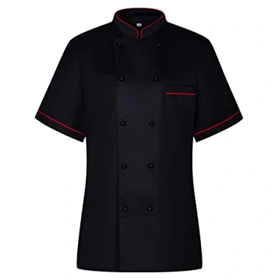 Image of MISEMIYA Women&#039;s Chef Cooking Jacket MZ 849B, Black/White, L