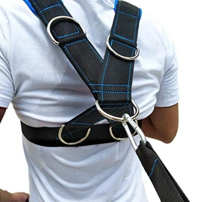 Image of Fitness Resistance Harness Band, Speed Strength Training Sled Shoulder Band Belt Sports Equipment (Black)