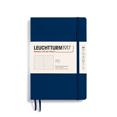Image of LEUCHTTURM1917 362850 Notebook Medium (A5), Softcover, 123 Numbered Pages, Navy, Dotted