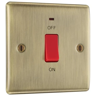 Image of BG Electrical Switched Cooker Control Unit with a Power Indicator, 45 Amp, Antique Brass