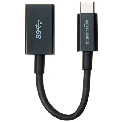 Image of Amazon Basics USB C to A 3.1 Gen1 Female Adapter Cable Converter, 5Gbps High Speed, IF Certified, for Laptops, Tablets, Phones, Black