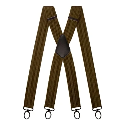 Image of Olata Heavy Duty X Shape Multi Purpose Wide Braces/Suspenders with Carabiner Clips 4cm. Olive Green (Black Clips)