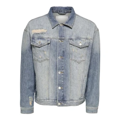 Image of ONLY &amp; SONS Men&#039;s denim jacket, oversize, Blue Denim, M