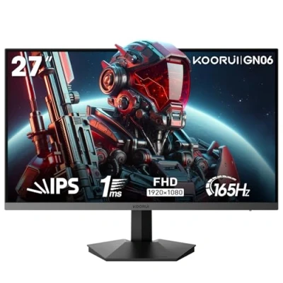 Image of KOORUI 27 Inch FHD Gaming Monitor 165 Hz, IPS, 1ms, DCI P3 90% Color Gamut, Adaptive Sync, (1920x1080P, HDMI, DisplayPort) Black