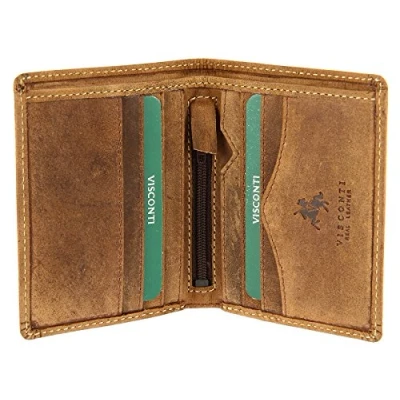 Image of VISCONTI Mens Wallet Hunter Leather Gift Boxed 705 Arrow Oil Tan RFID