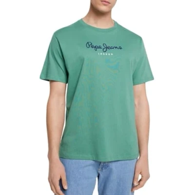 Image of Pepe Jeans EGGO Print Tshirt, Men&#039;s, Size: XS, Jungle green