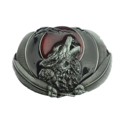 Image of WYLZLKX Belt Buckle for Men Vintage Engraved Wolf Head Waist Pants Western Cowboy Waistband Accessories