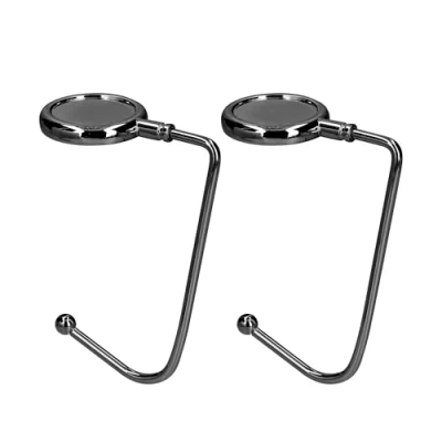 Image of kwmobile Purse Hooks for Table Set of 2 Metal Handbag Hook Holder Hand Bag Hanger Tables, Desks, Dark Slate