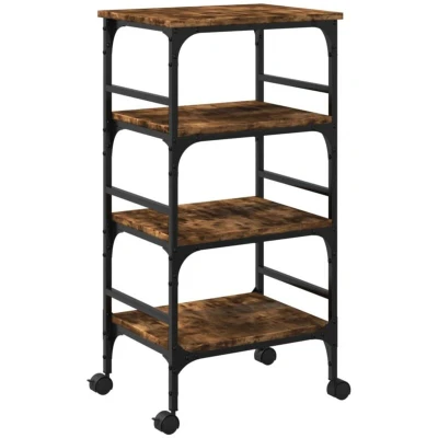 Image of vidaXL Kitchen Trolley Smoked Oak 45x35x89.5 cm Engineered Wood