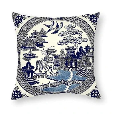Image of QMS CONTRACTING LIMITED Throw Pillow Cover China Blue Willow Cases for Home Decor Design Cushion Case Sofa Bedroom Car 18 x Inch 45 cm
